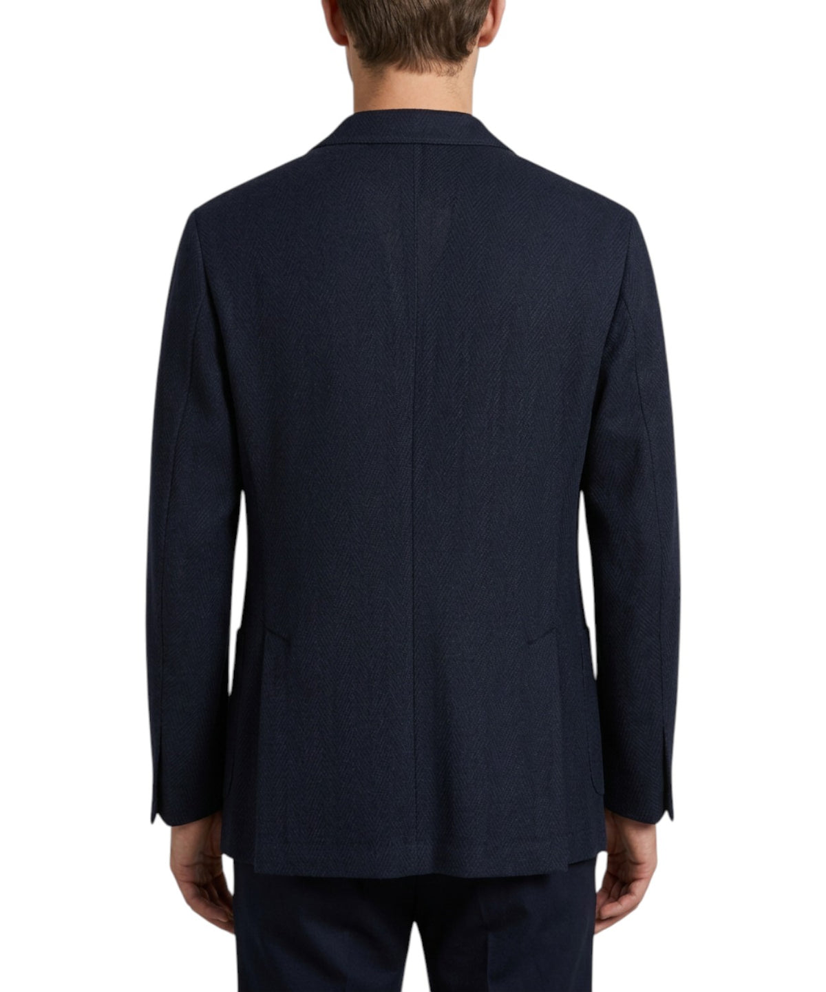 Veste croisée en laine chevronnée avec cachemire