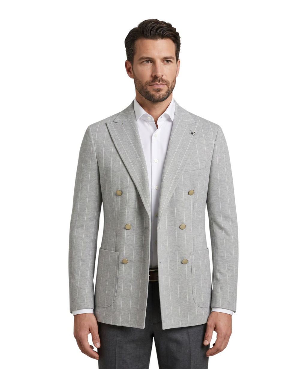 Veste Homme Paoloni croisée à fines rayures en coton stretch