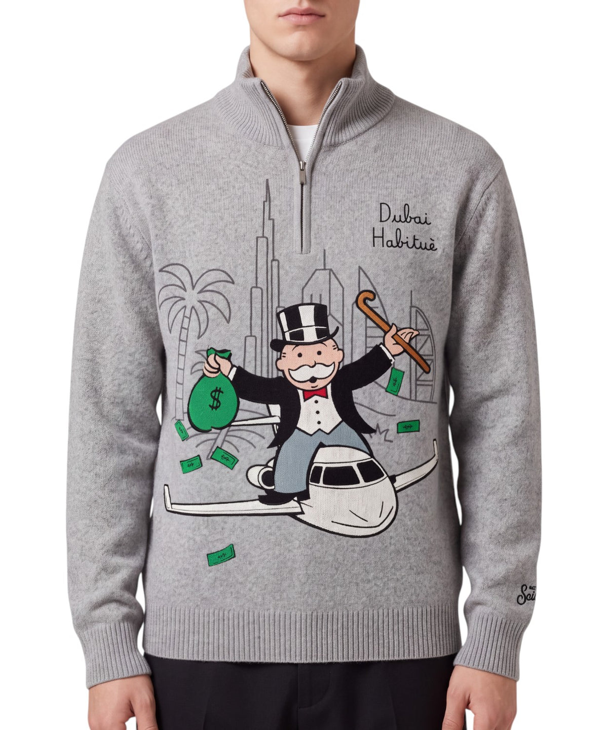 Pull MC2 Saint Barth avec demi-zip et motif