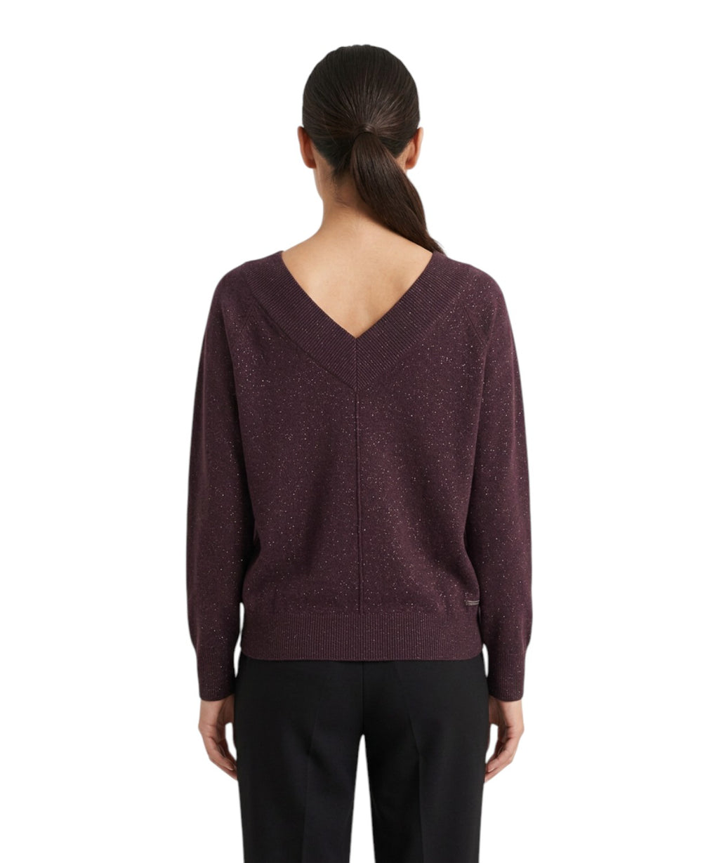 Maglione Marella Doppia Lurex con Scollo a V
