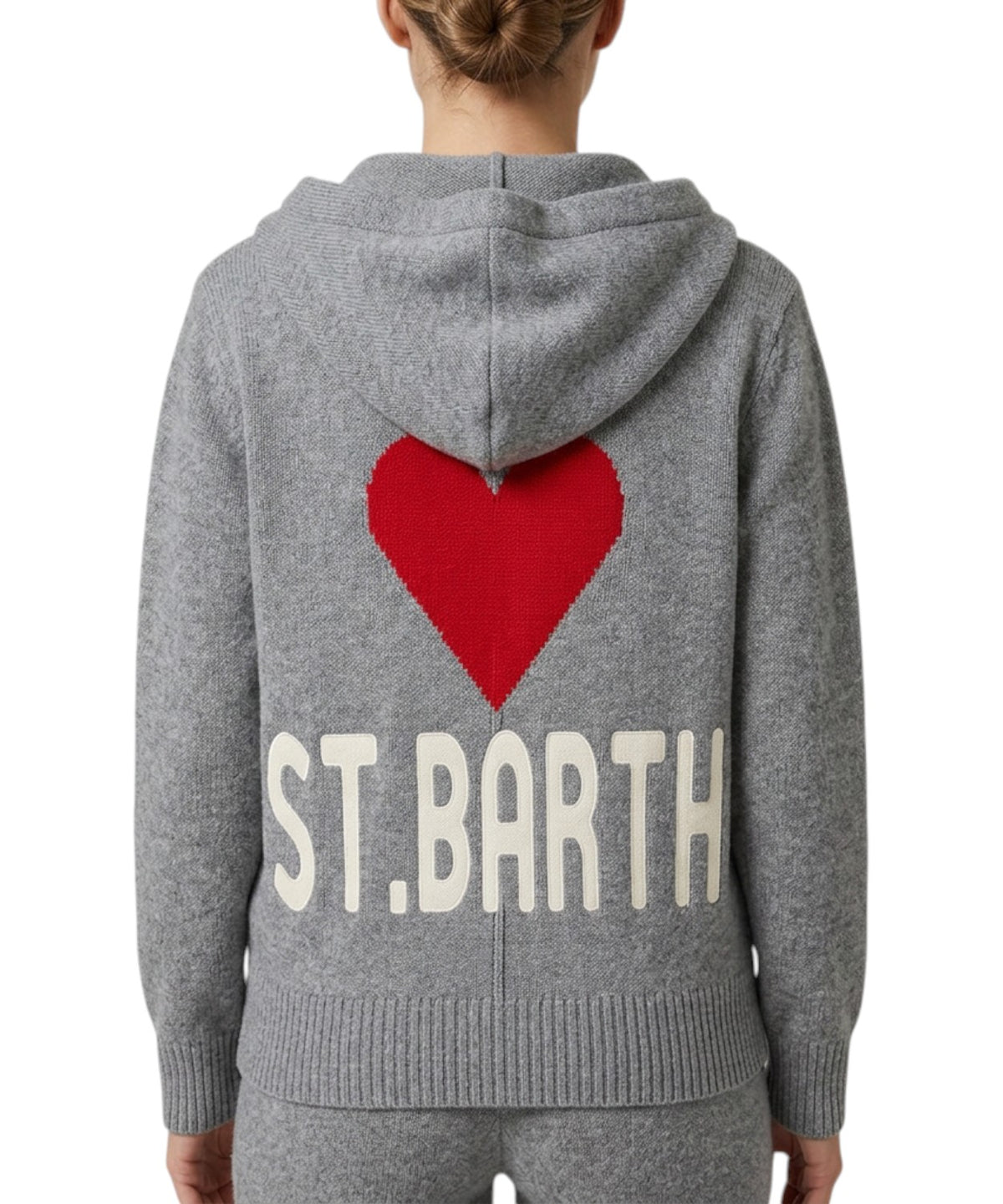 Felpa Donna Cappuccio in Lana con Cuore Intarsiato