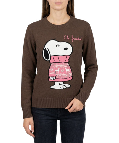 Pull col rond New Queen avec jacquard Snoopy