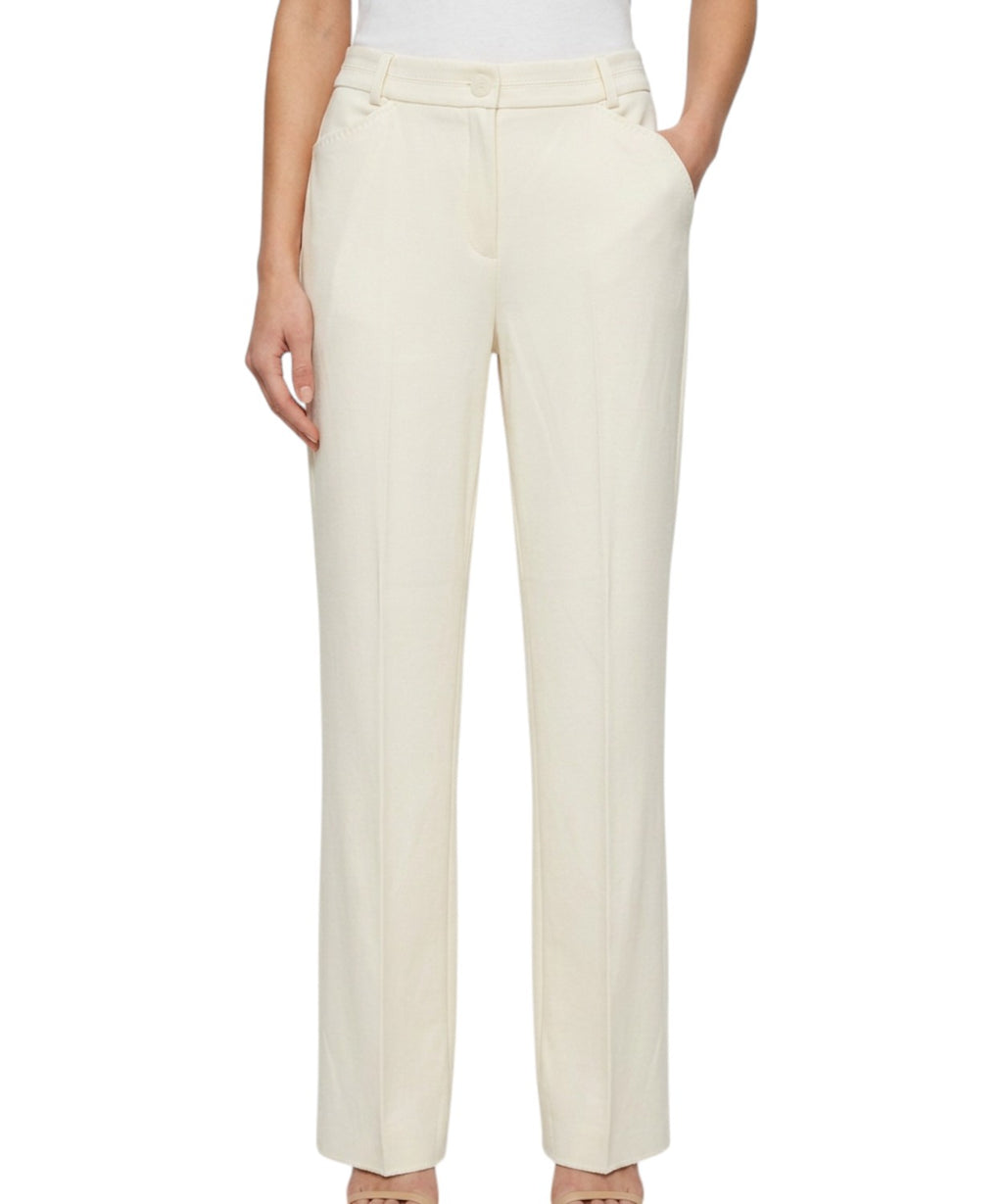 Pantaloni Marella in Cotone Stretch con Piega Centrale