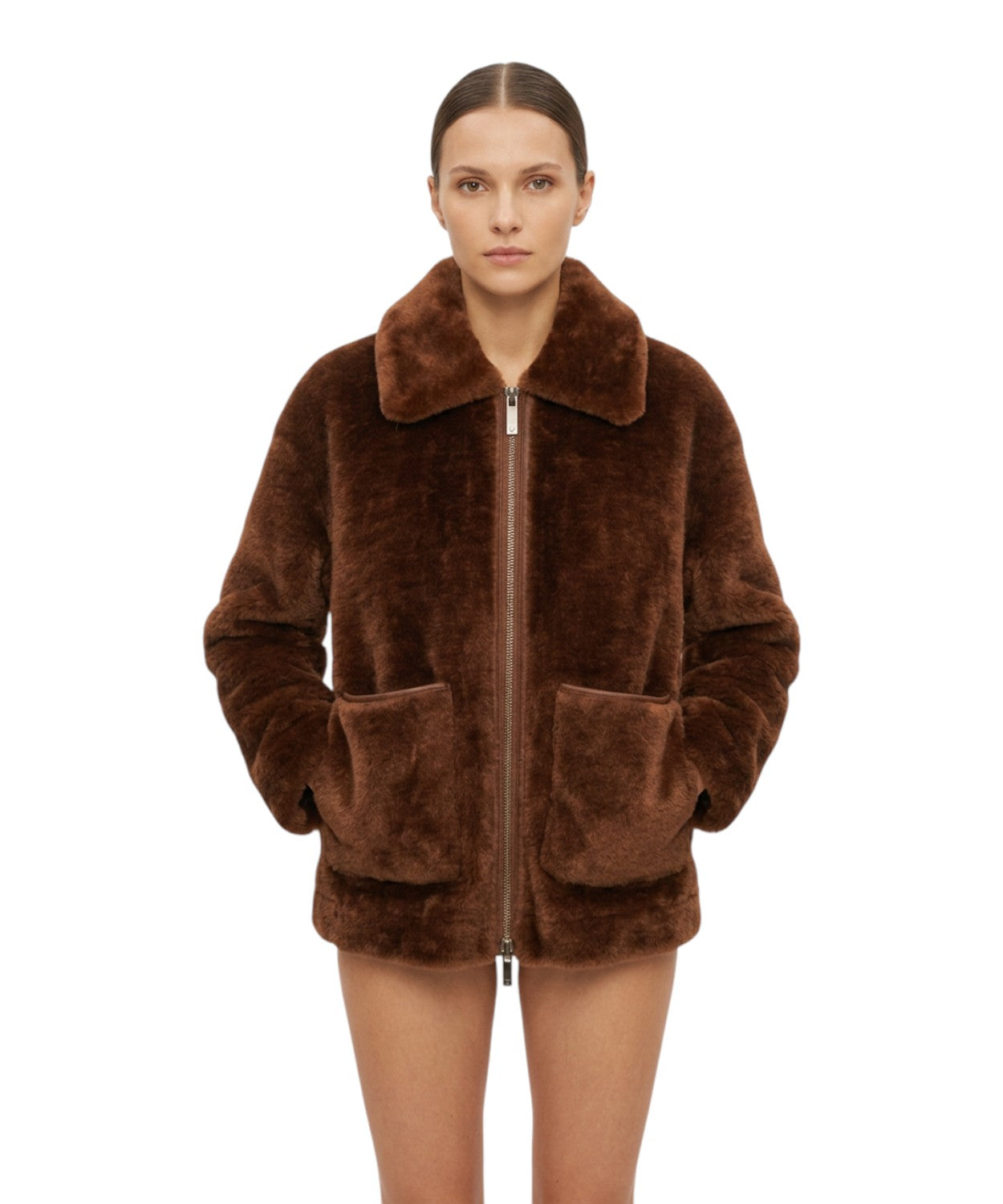 Pelliccia Marella Donna con Zip e Tasche