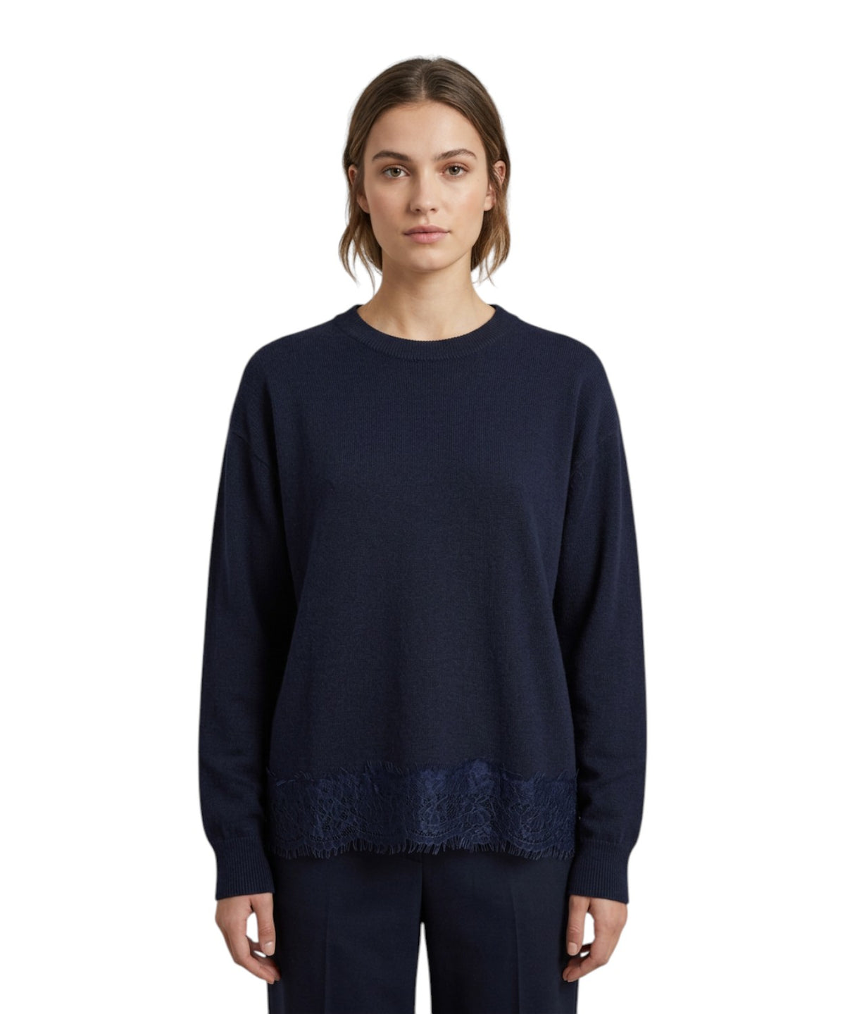 Maglione Dilly in Cachemire con Bordo in Pizzo