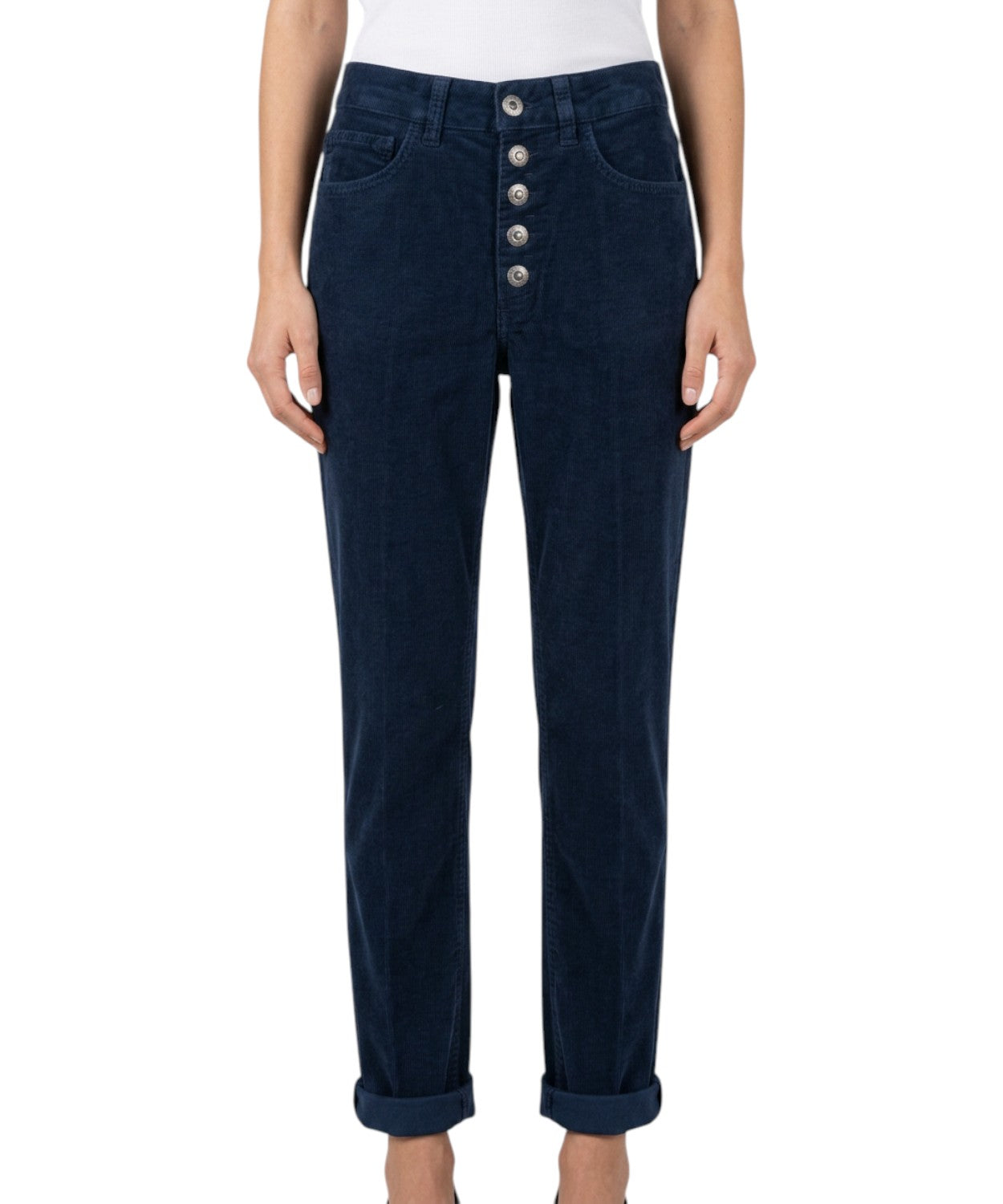 Dondup Koos Pantalon en velours côtelé avec patte de boutonnage