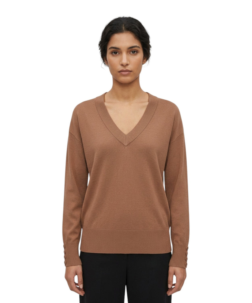Maglia Marella FACELLA in filo di cotone con scollo a V