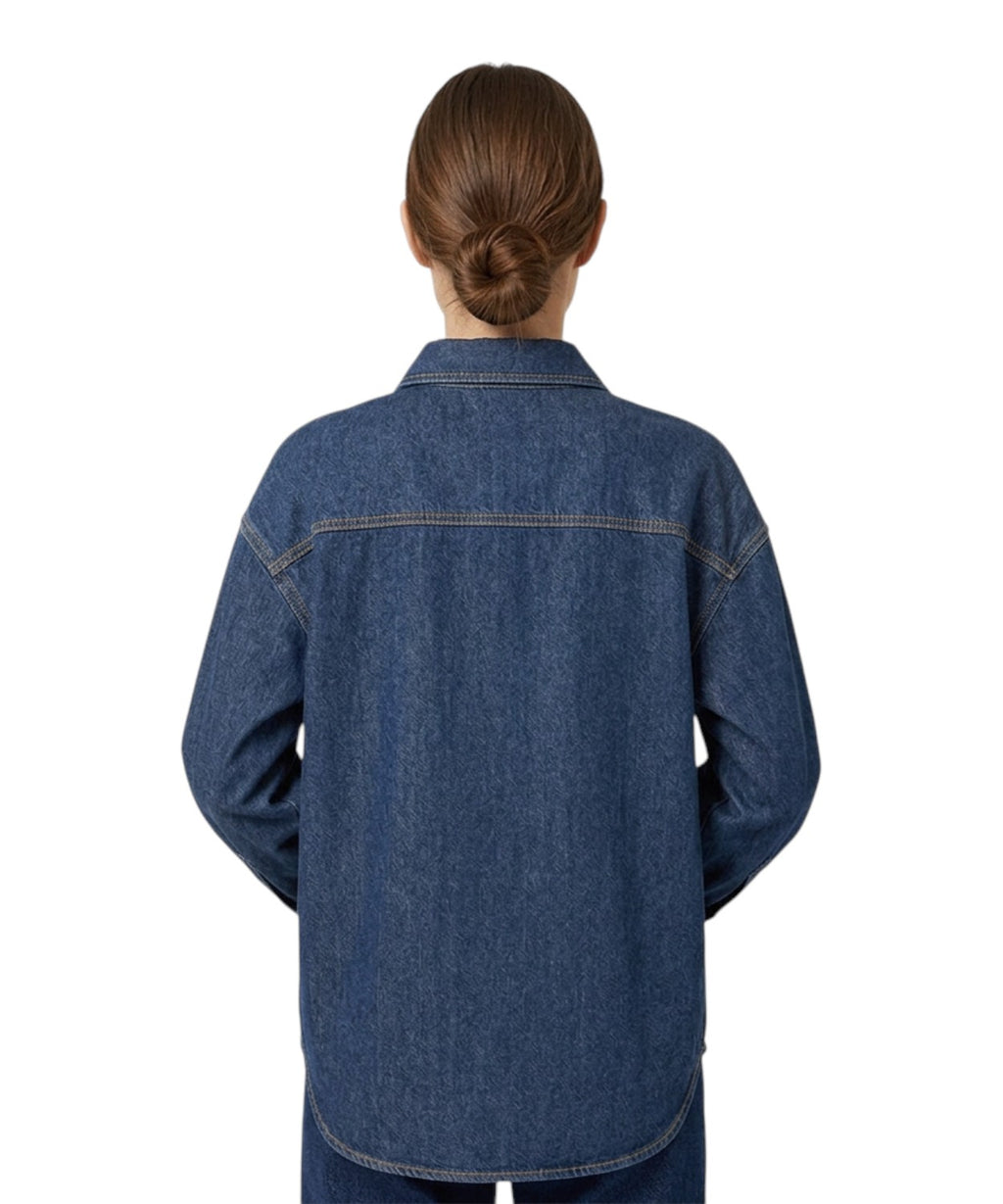 Chemise femme Gigy en denim avec broderie Poodle
