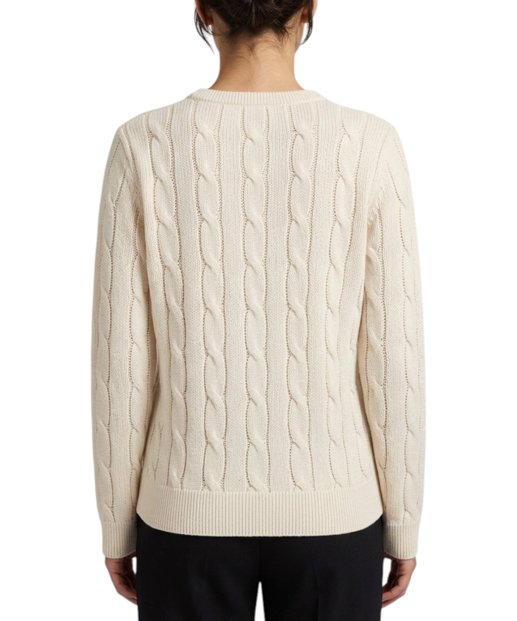 Pull New Queen en laine torsadée avec broderie Snoopy