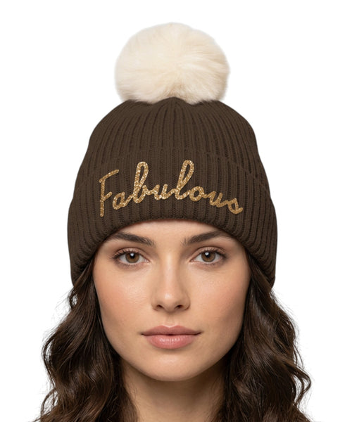 Berretto Wengen in misto cashmere con pompon