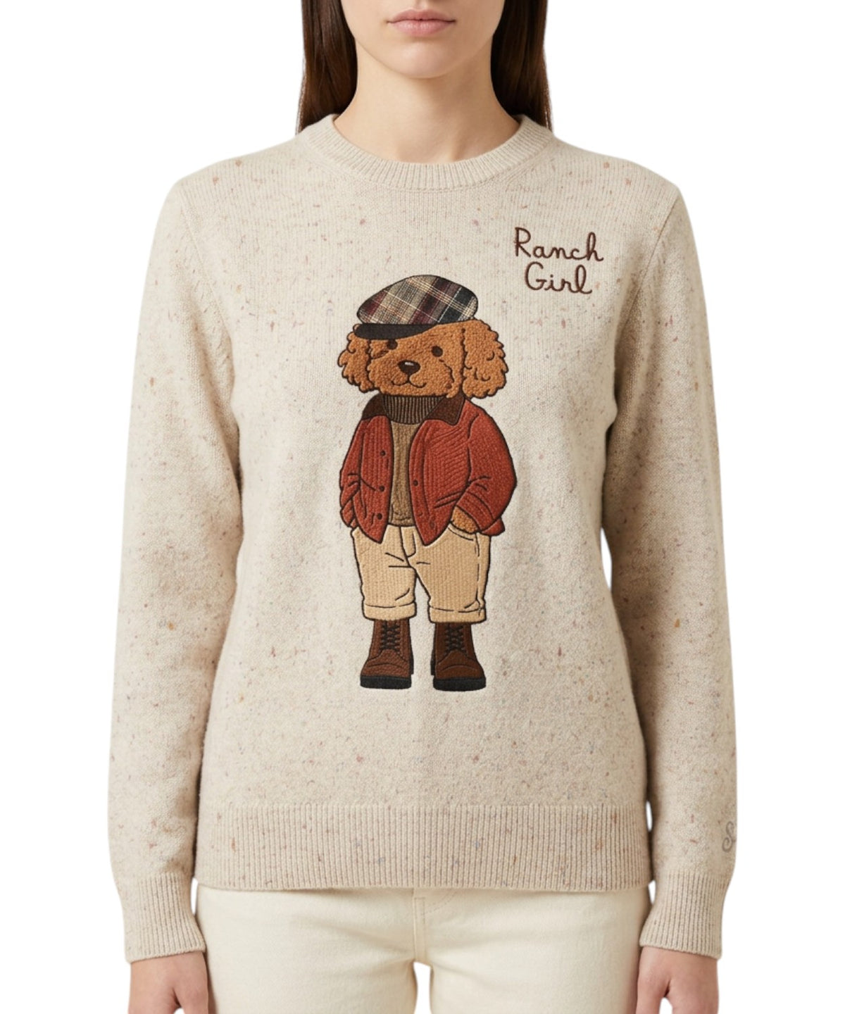 Pull New Queen Donegal avec broderie Country Poodle