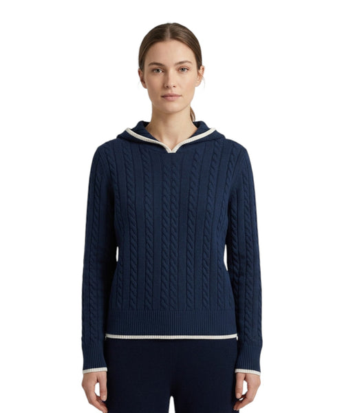 Pull femme MC2 Saint Barth Laurent torsadé à capuche