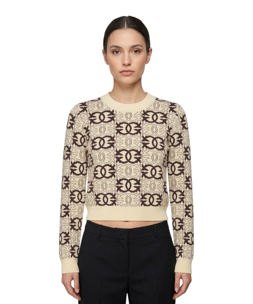 Maglia Cropped con Logo Love Birds di Pinko