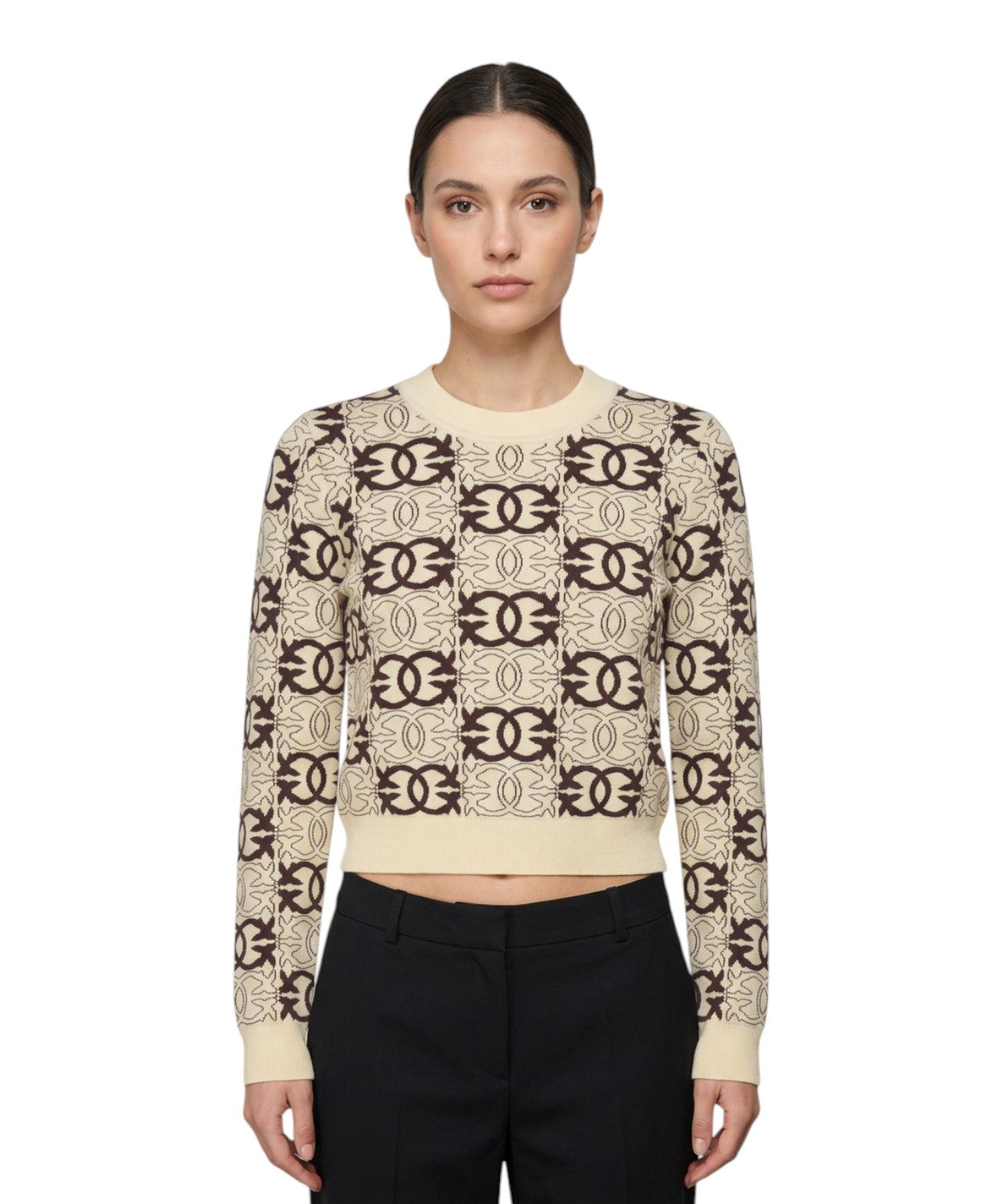 Maglia Cropped con Logo Love Birds di Pinko