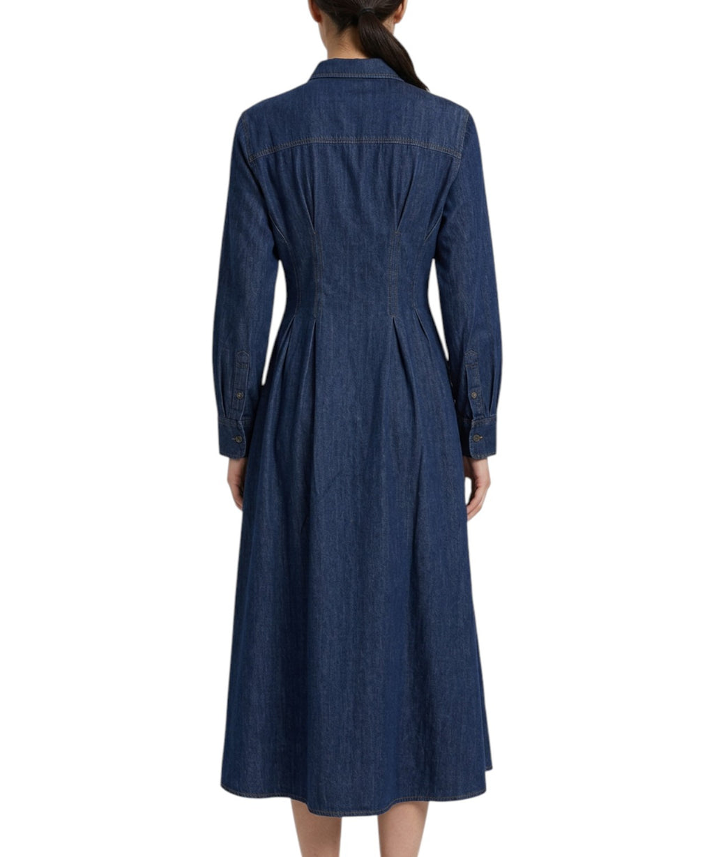 Abito Midi Alys in Denim con Ricamo Logo