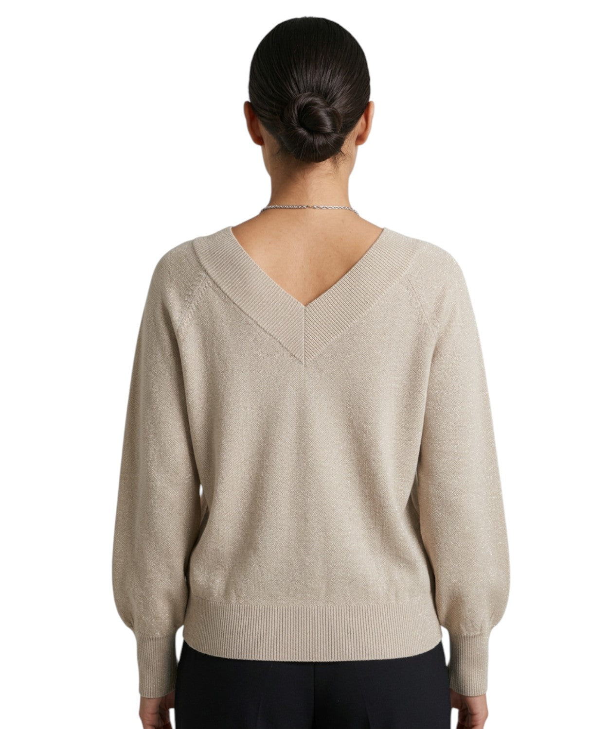 Maglione Marella Doppia in Lana con Scollo a V e Lurex
