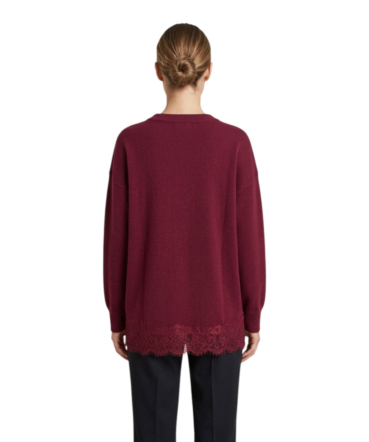 Cardigan Donna Cashmere Scollo a V Dotty con Pizzo