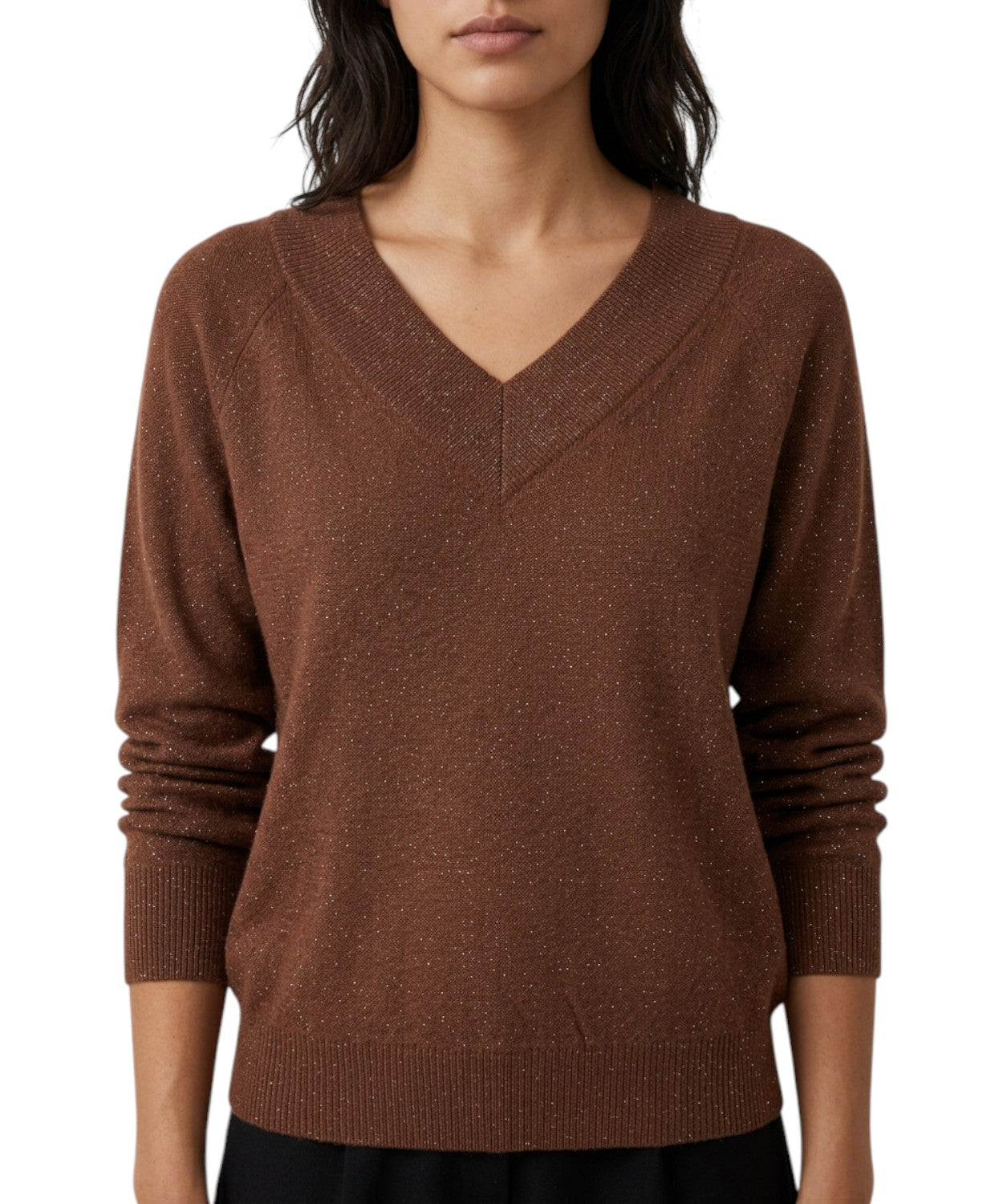 Maglione Marella Doppia in Lurex con Scollo a V