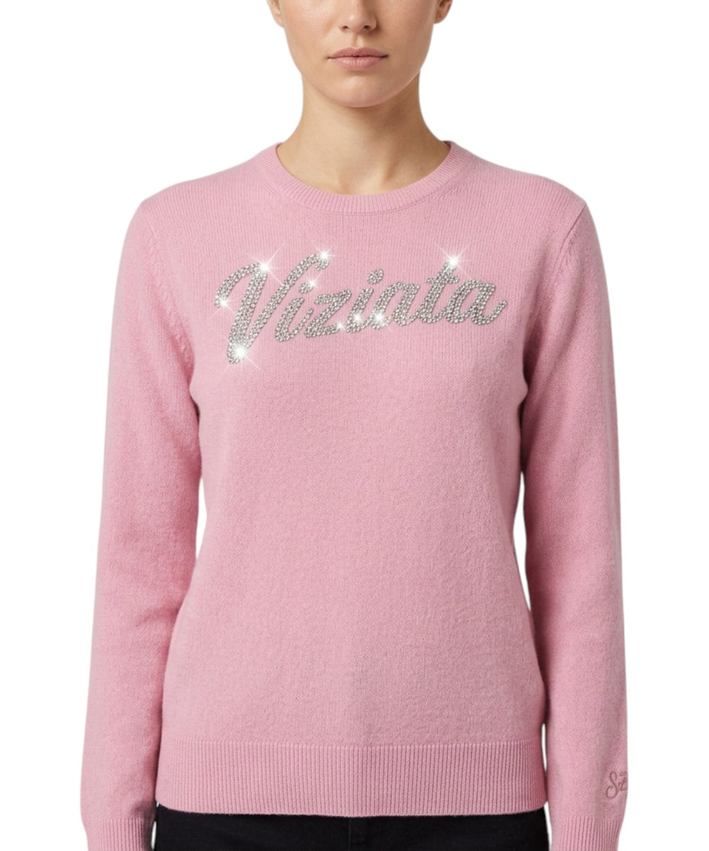 Maglione Alpaca New Queen con Scritta Strass VIZIATA