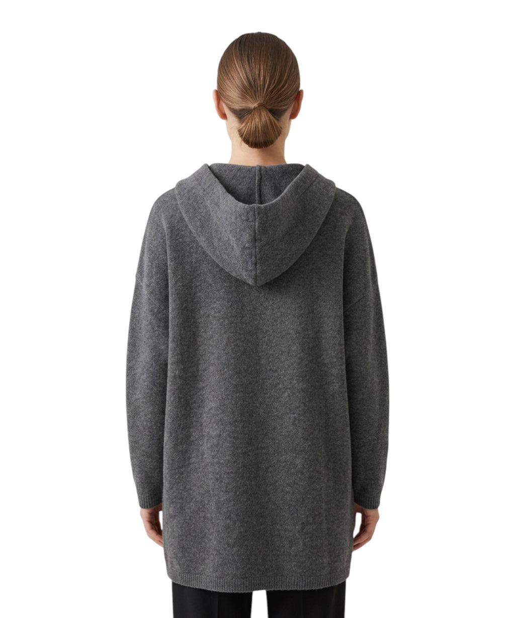 Parka MM Max Mara donna in panno di lana con cappuccio