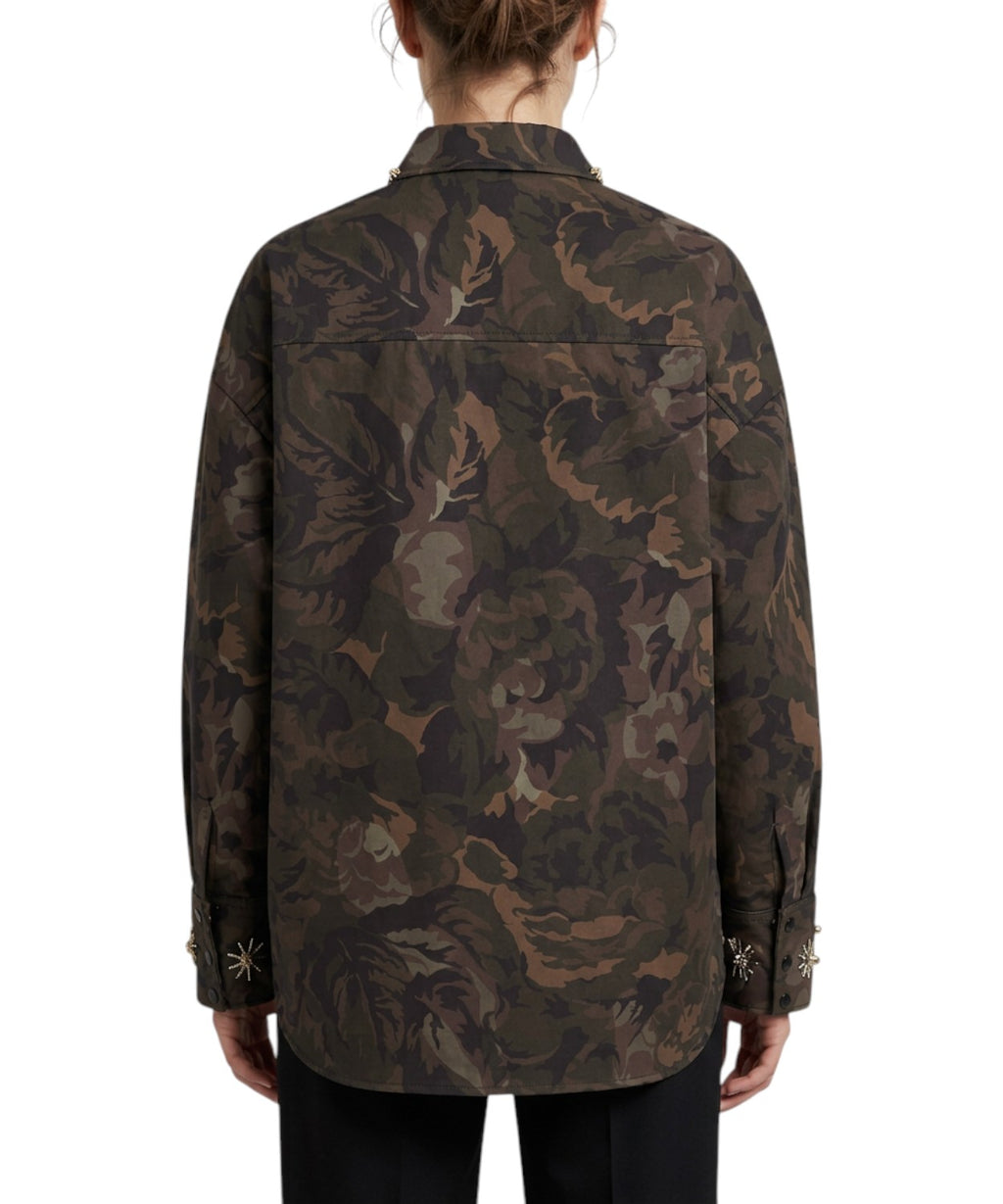 Camicia Pinko Barengo in Stile Camouflage con Applicazioni