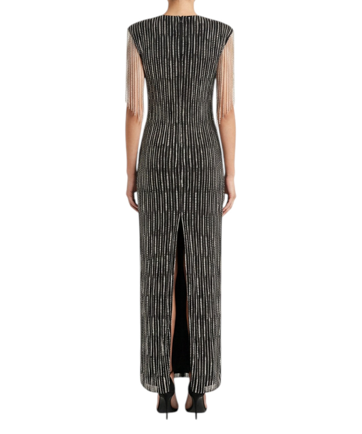 Abito Lungo Pinko Alfa con Strass Ricamati in Tulle