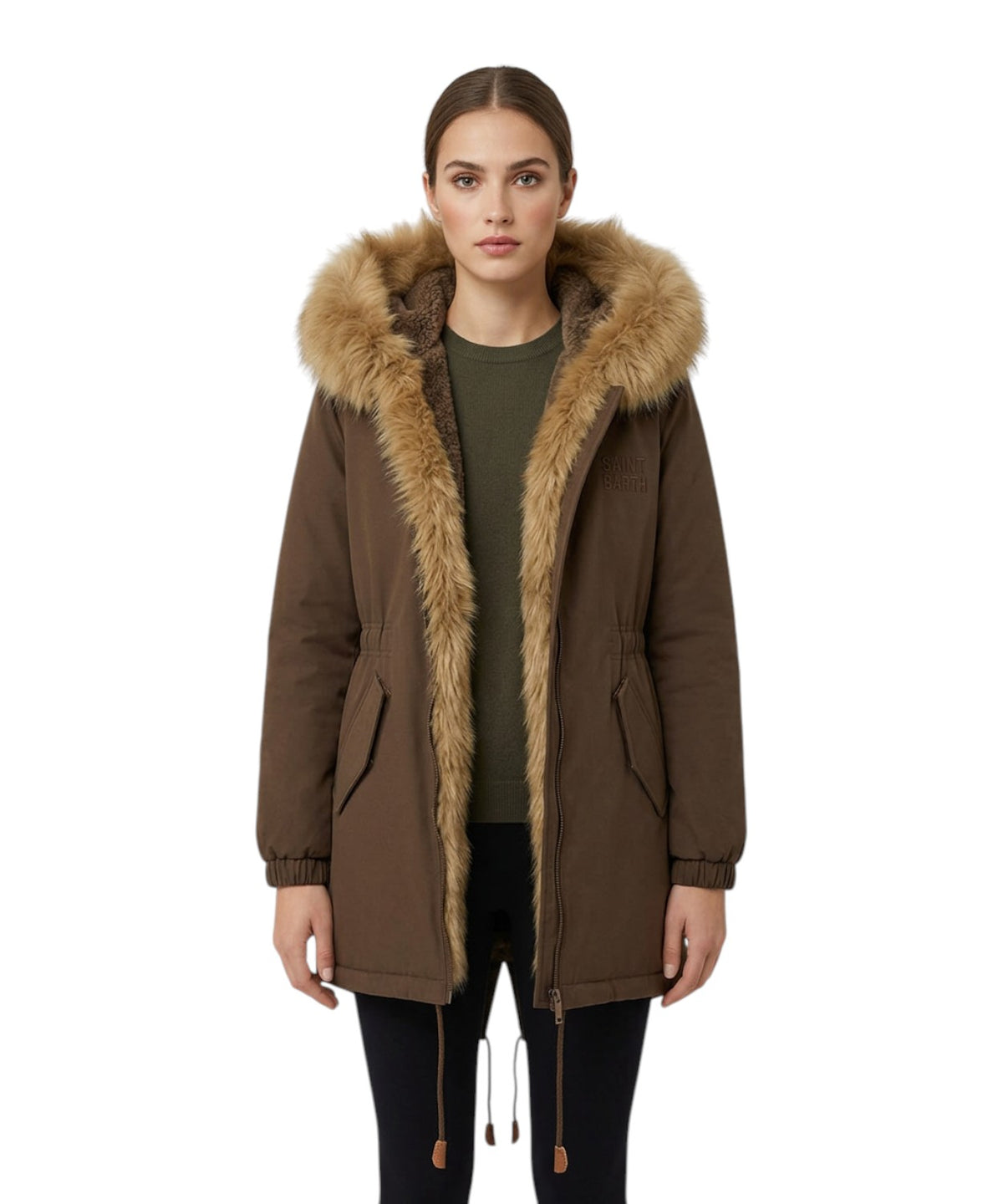 Giacca Donna in Cotone Cerato con Interno in Pelliccia