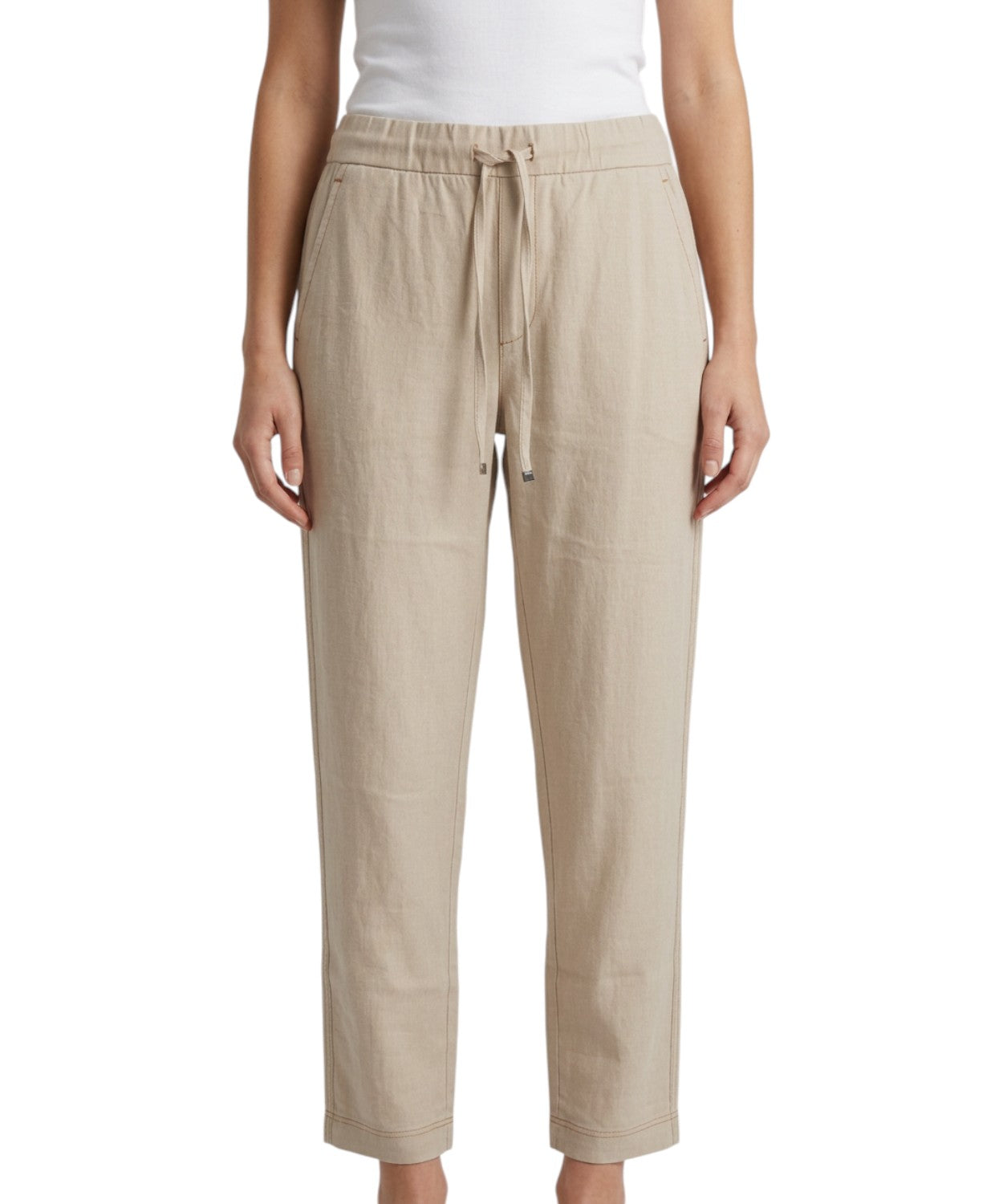 Pantaloni Carrot Fit con Cinturino Elastico per Donna