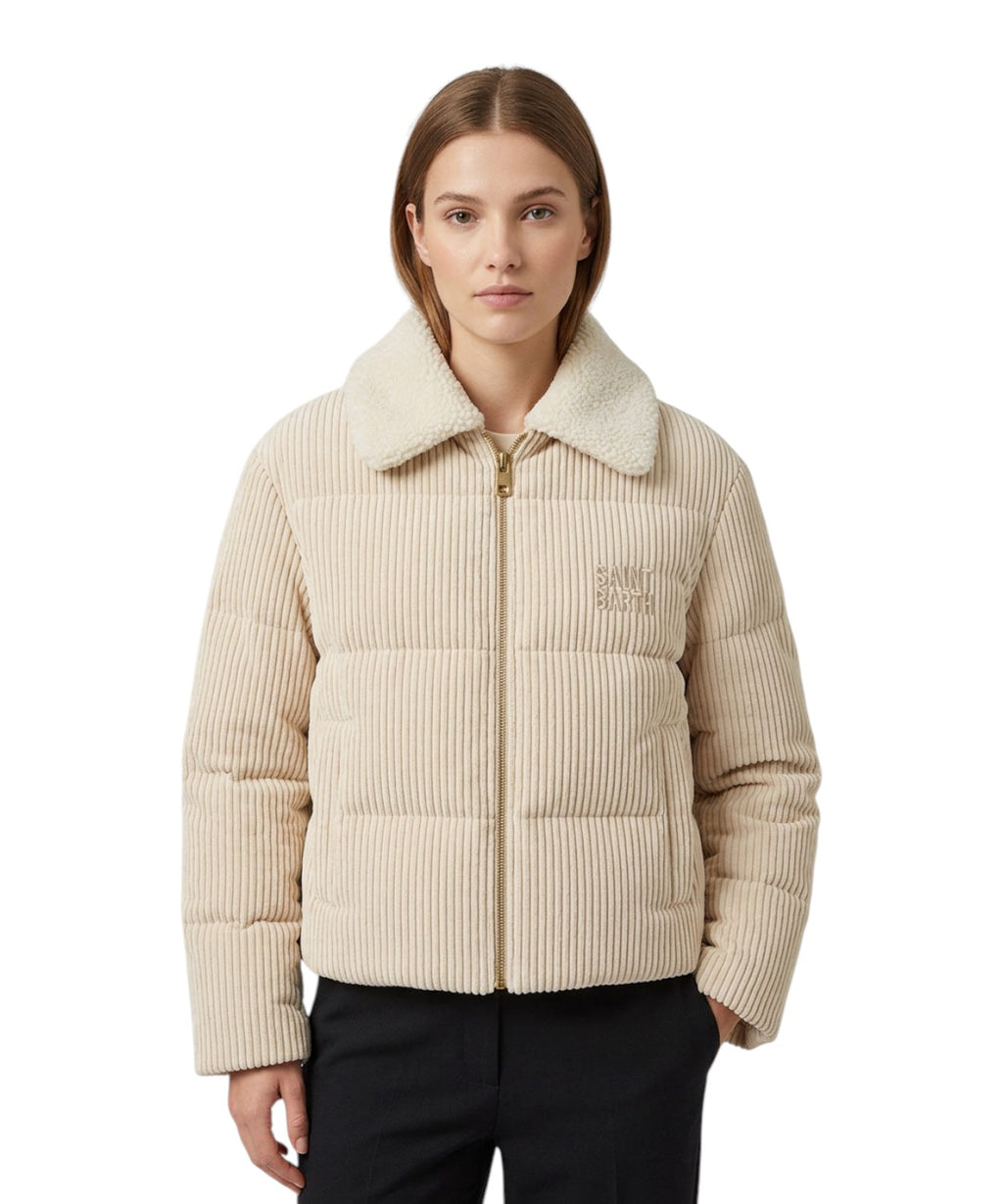 Piumino Sethi donna in velluto con colletto sherpa