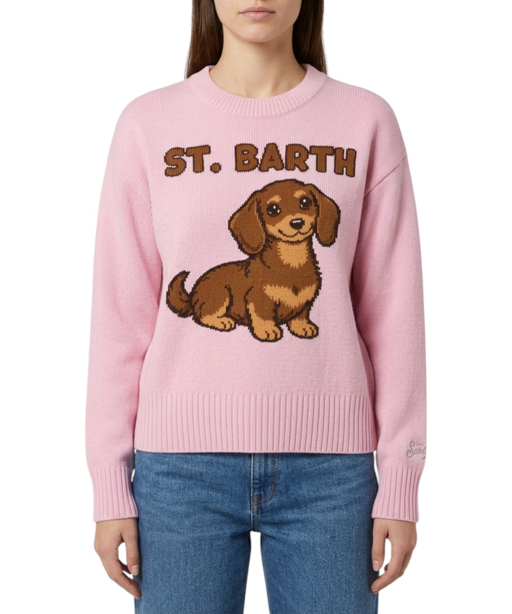 Pull ras-du-cou Tessa en mélange de cachemire avec logo et bulldog