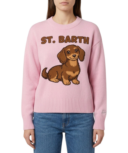Pull ras-du-cou Tessa en mélange de cachemire avec logo et bulldog