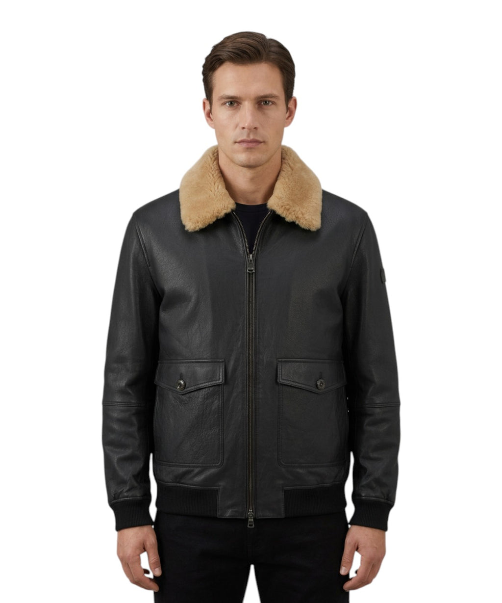 Giubbotto Murdo in Pelle con Collo Shearling