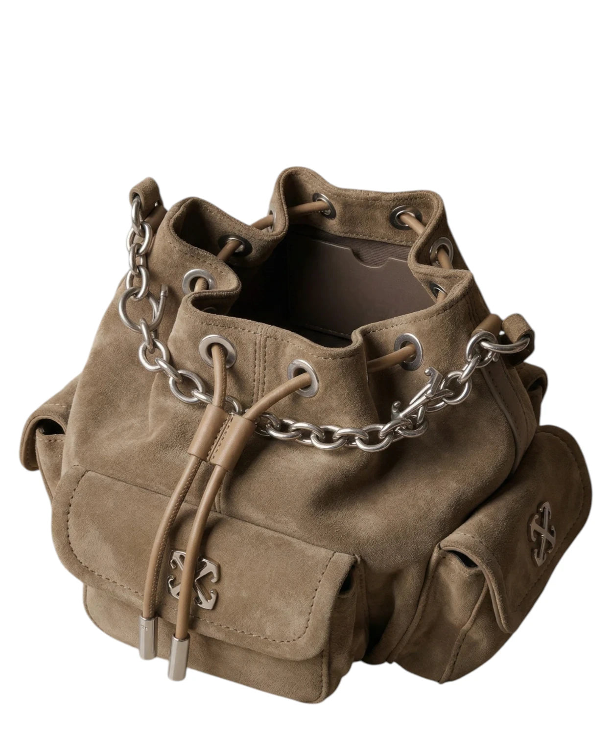 Off White Dumbo.B Suede Bucket Bag in Pelle Catena