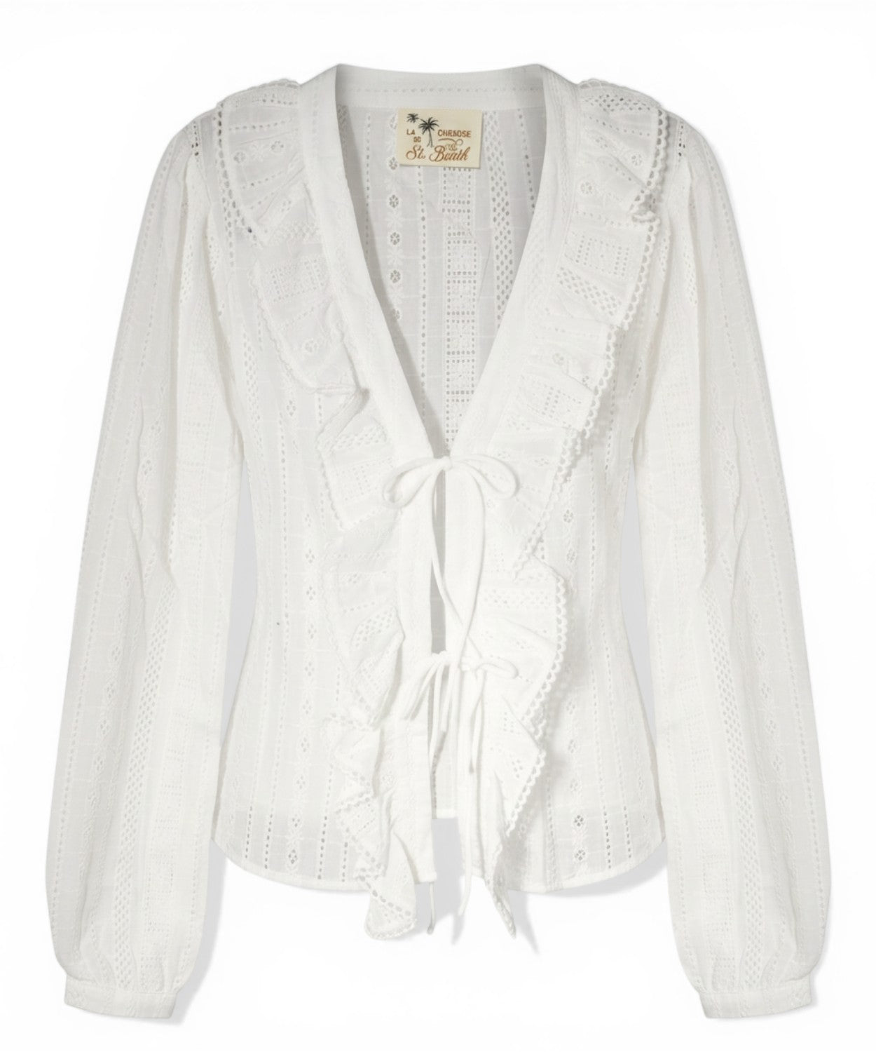 Blouse MC2 Saint Barth en dentelle sangallo avec liens