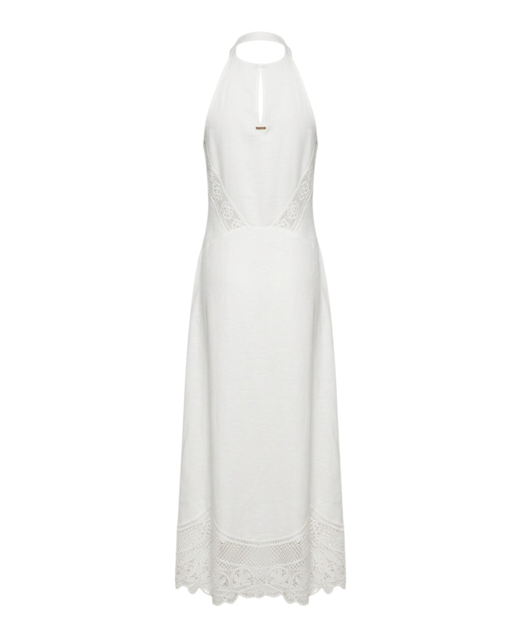 Abito Lungo Smanicato Twinset con Inserti in Pizzo