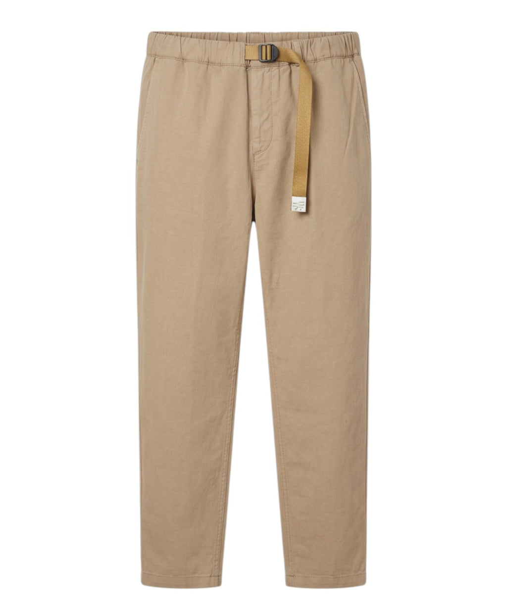 Pantalon GREG Homme White Sand avec Élastique à la Taille en Lin Mélangé