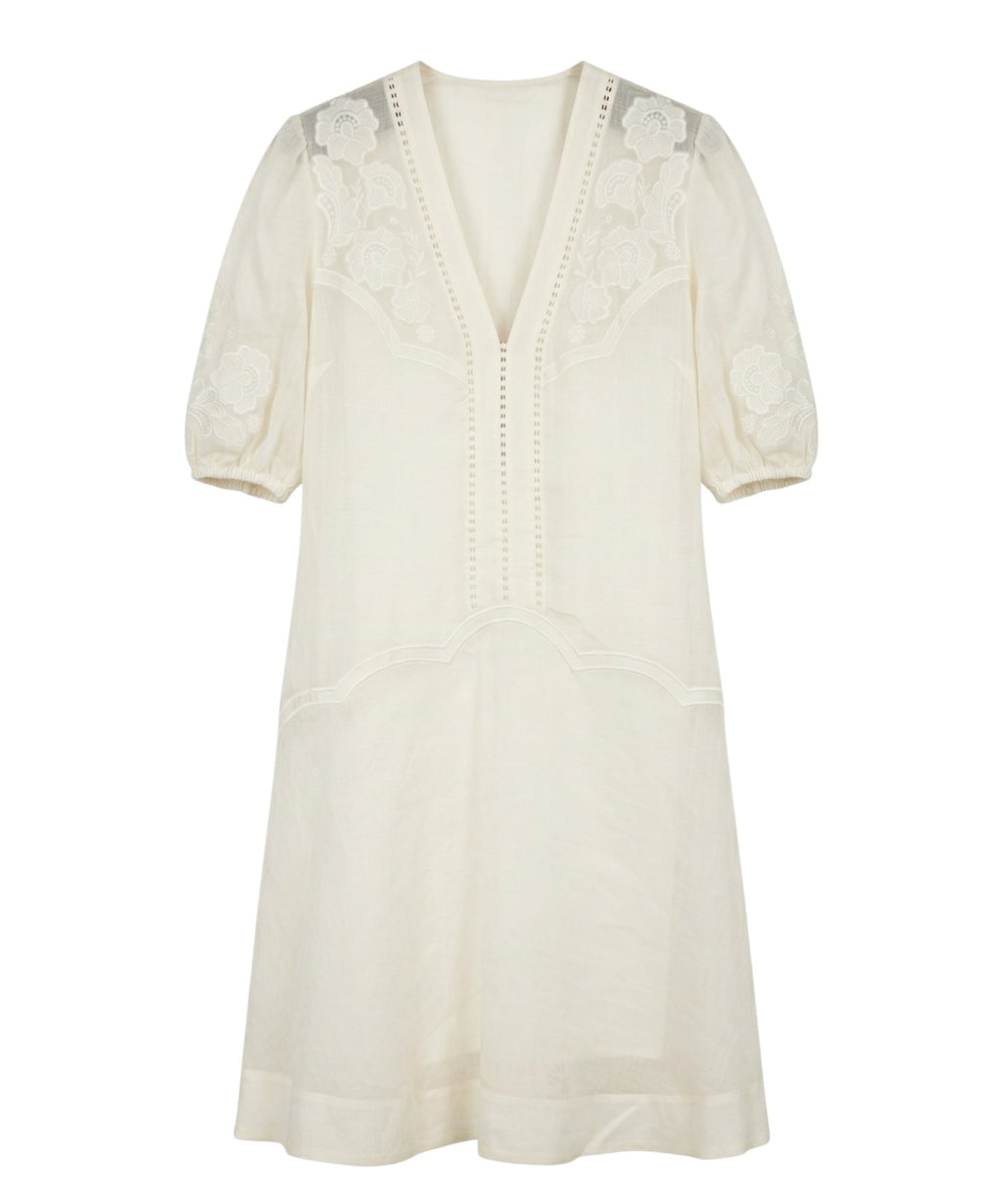 Abito Corto Twinset con Inserti in Pizzo e Cintura