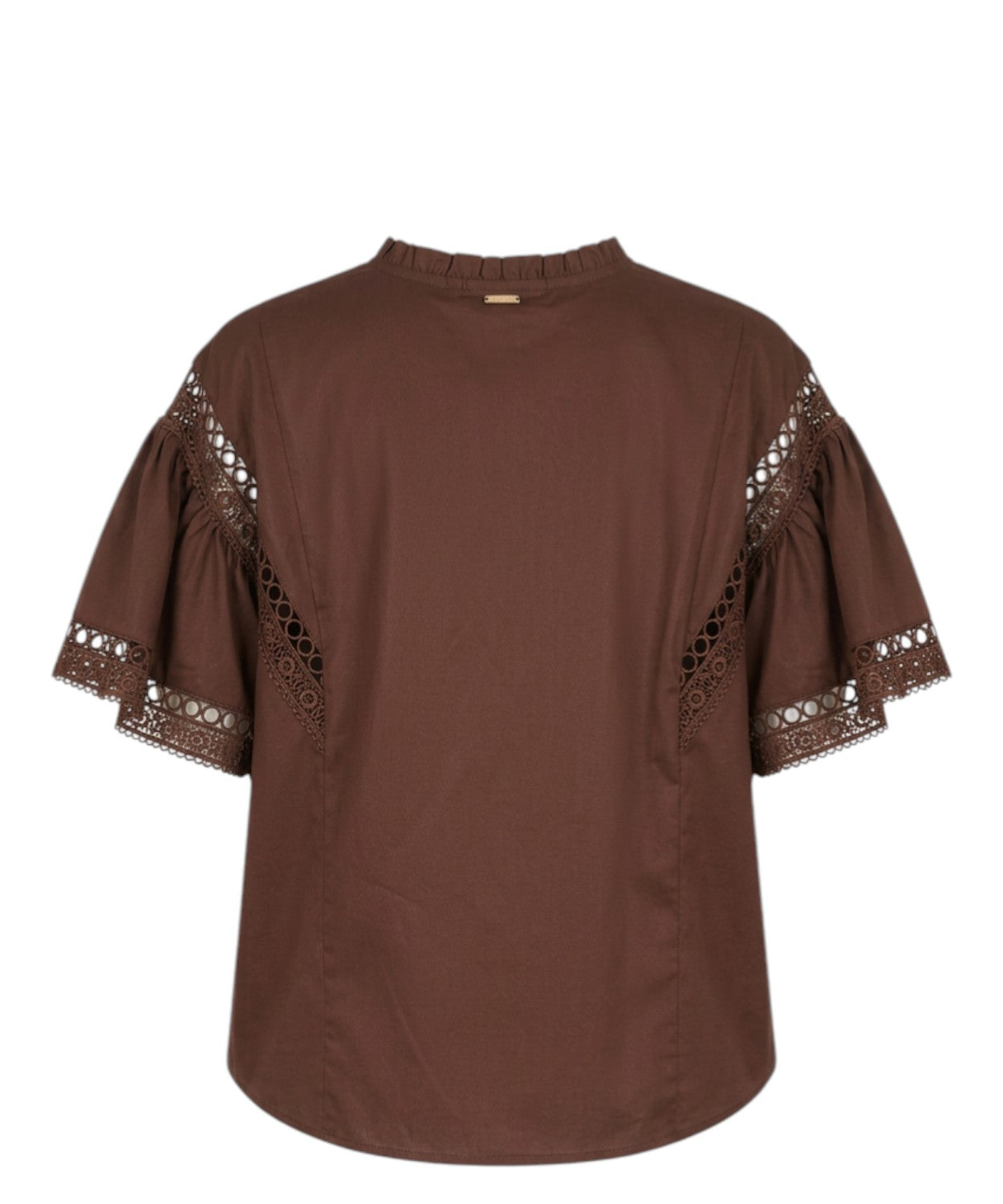 Blusa Twinset con maniche volant e inserti macramè