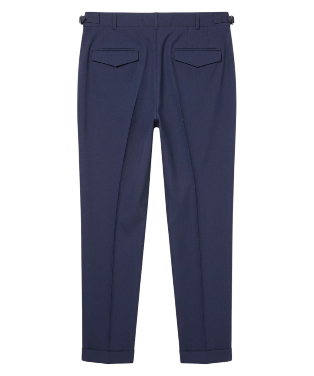 Pantalon Homme Bleu en Laine Stretch avec Pinces