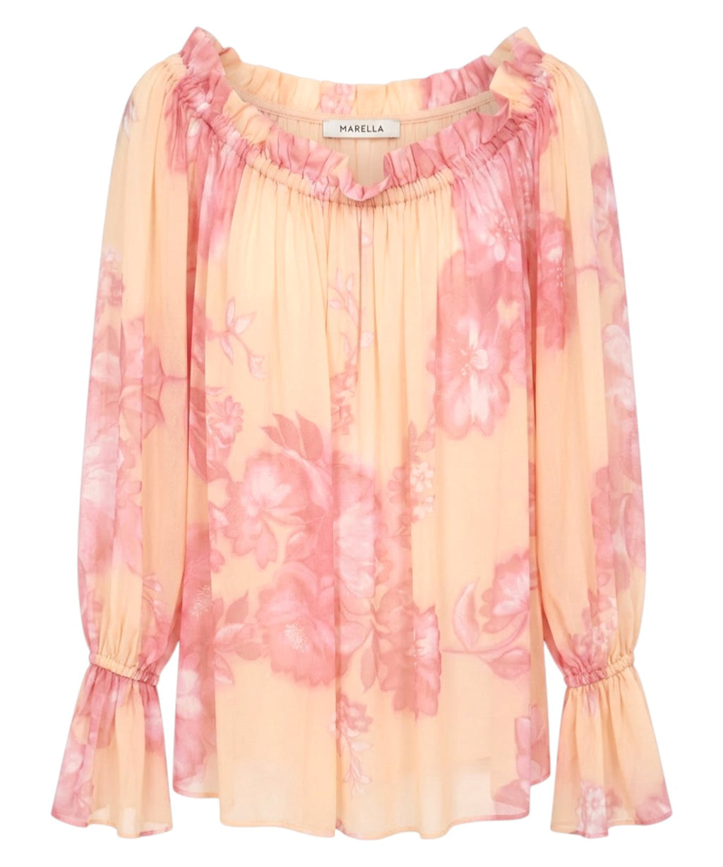 Blusa Marella Floreale MADIA con Scollo Arricciato