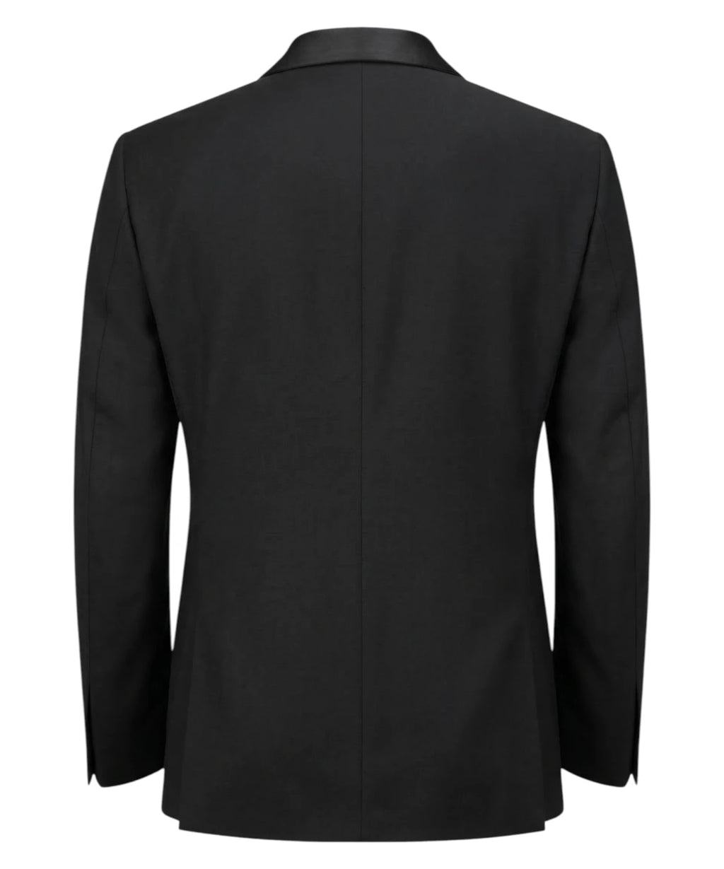 Costume smoking homme noir col châle en laine stretch