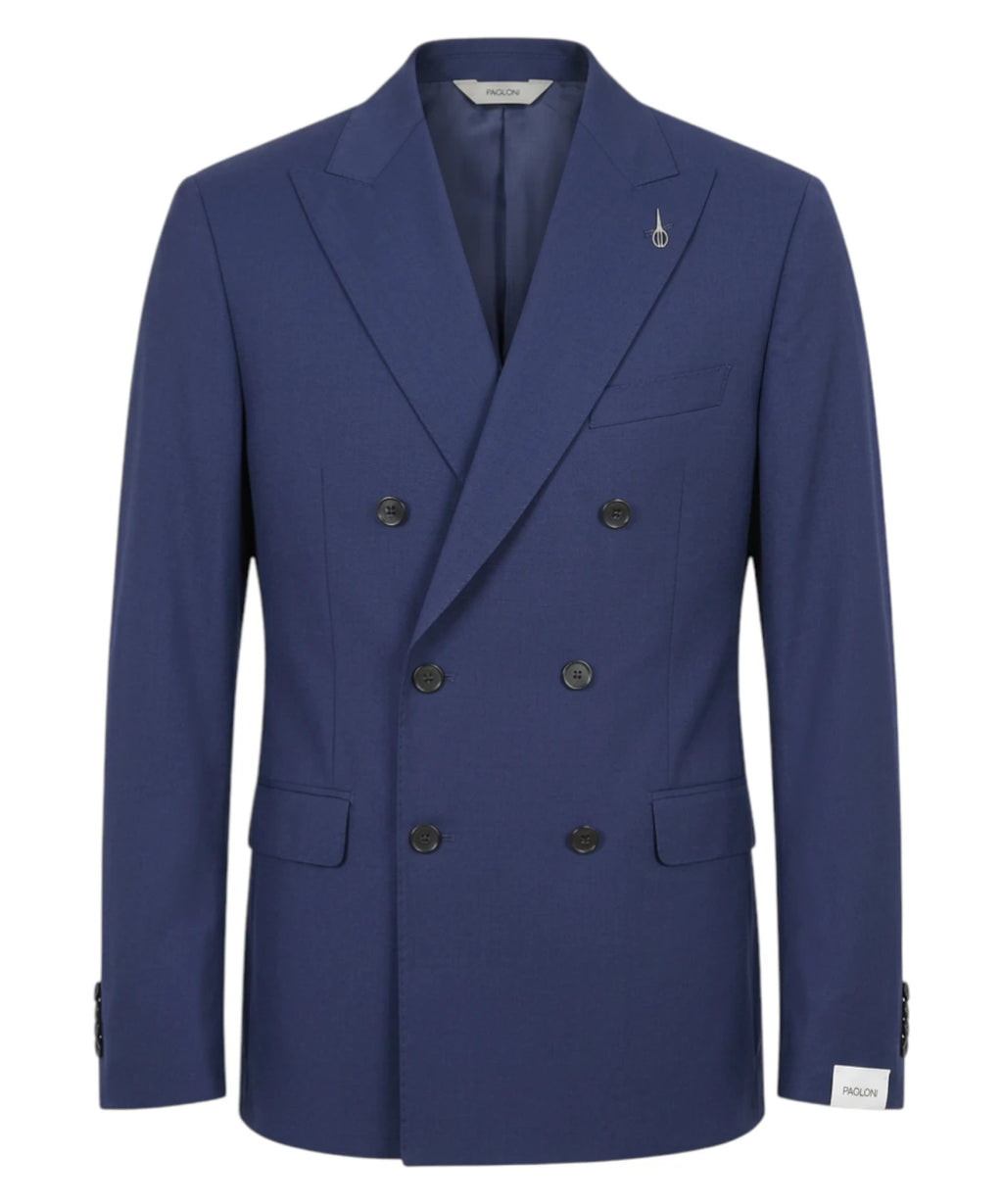 Costume homme bleu stretch élégant à double boutonnage