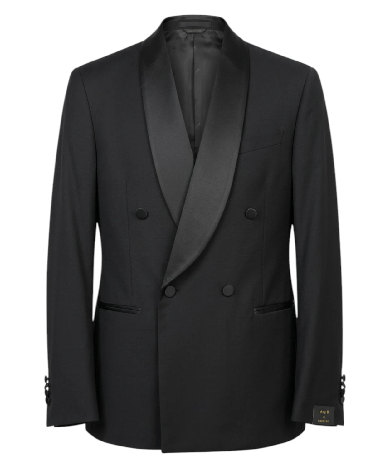 Abito Smoking Uomo Nero Collo Sciallato in Lana Stretch