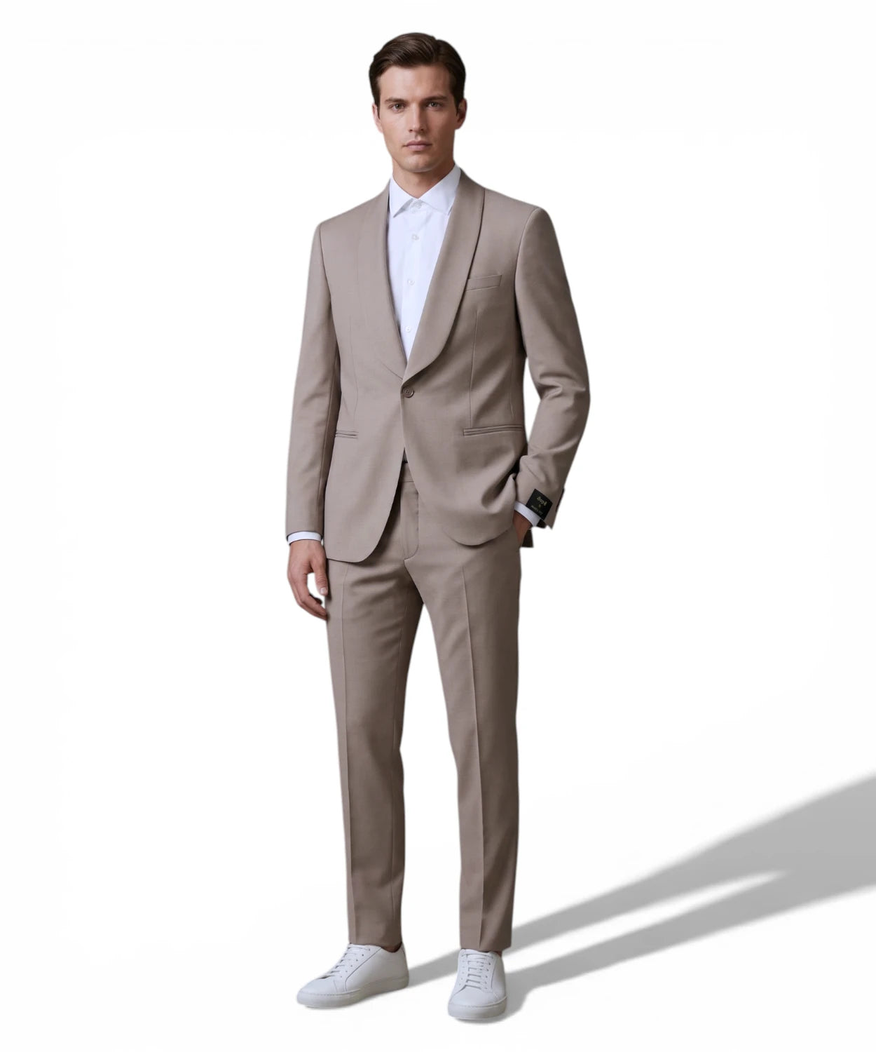 Abito Uomo Beige Fresco Lana Stretch di Manuel Ritz