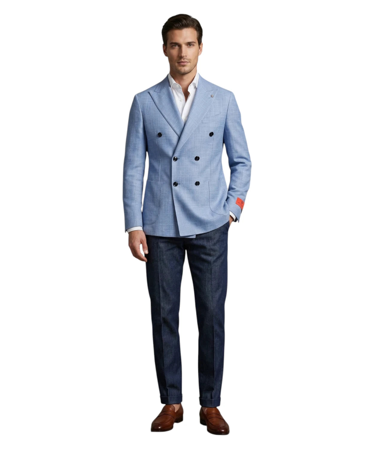 Giacca Doppiopetto Uomo Azzurra Bharnaba Slim Fit