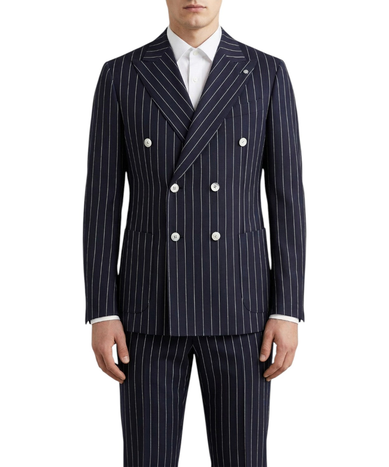 Abito Uomo Gessato Blu Slim Fit - Bharnaba