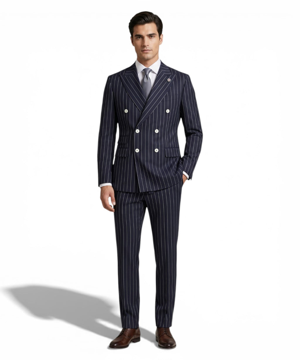 Robe Homme Rayée Bleue Coupe Slim - Bharnaba