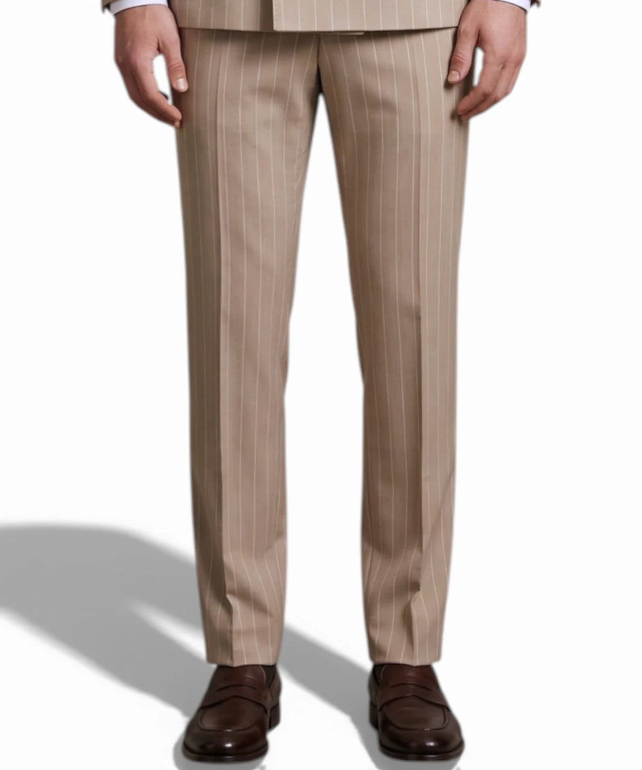 Abito Uomo Gessato Beige Slim Fit