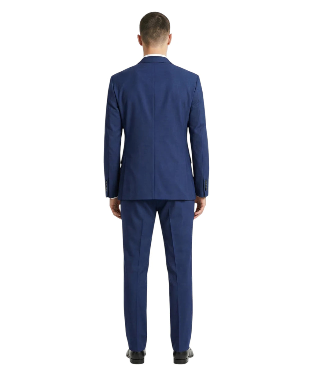 Costume homme bleu stretch élégant à double boutonnage