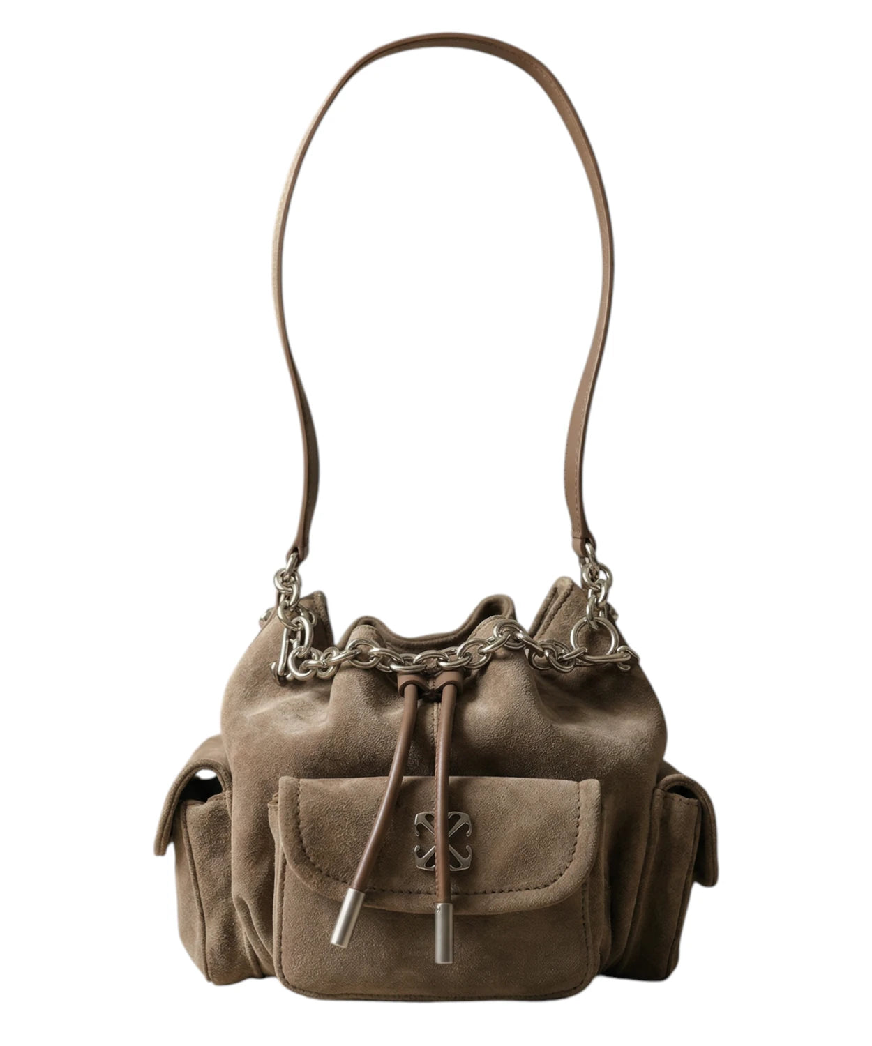 Off White Dumbo.B Suede Bucket Bag in Pelle Catena